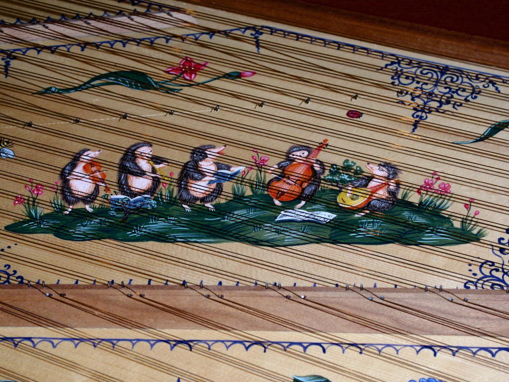 Decorated soundboard of Davitt Moroney's harpsichord