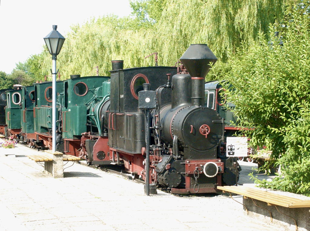 Locomotives lined up at the Narrow Gauge Railway Museum