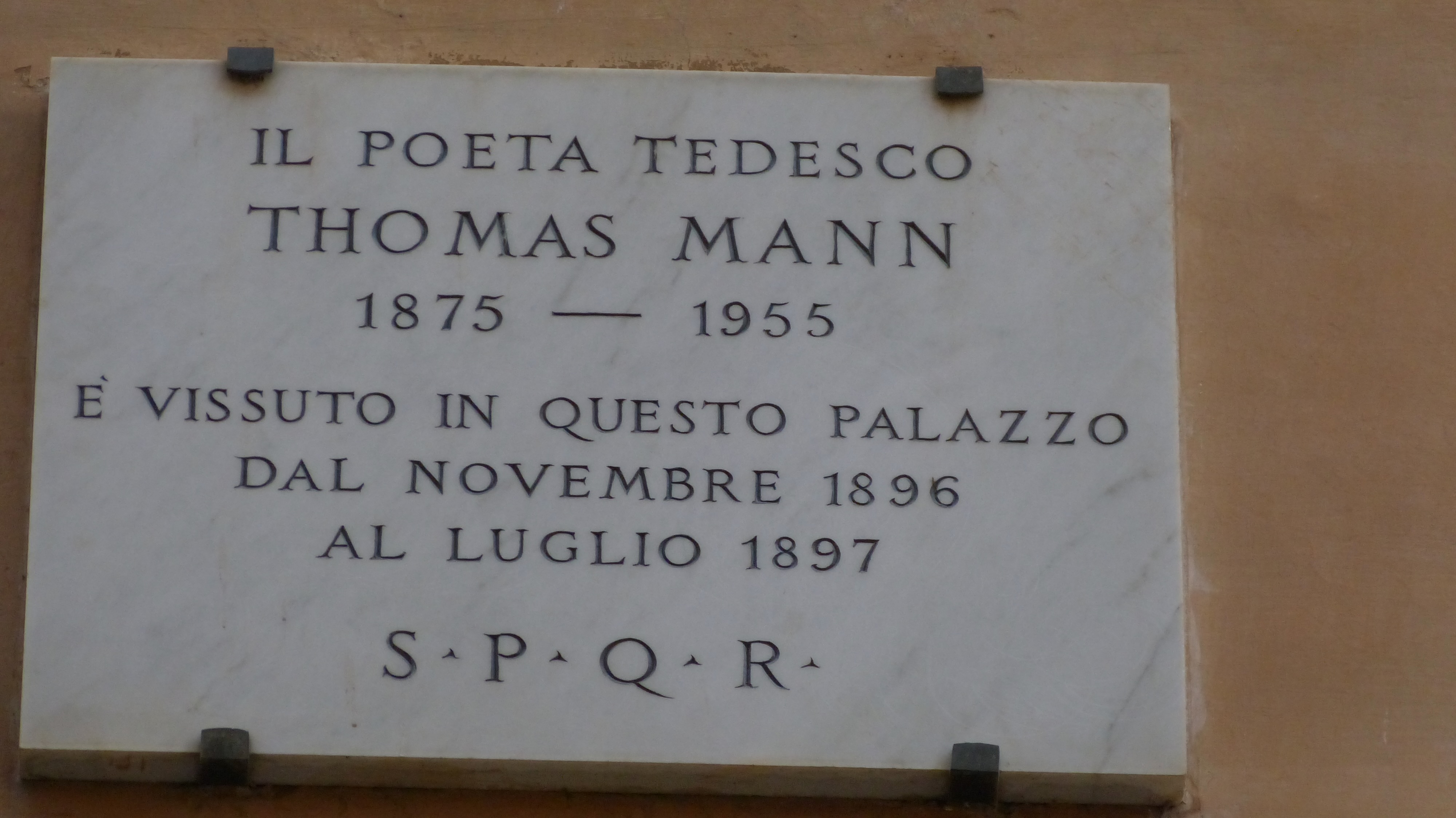 Rome – Plaque commemorating Thomas Mann’s residence in Palestrina and Rome (1896-97)