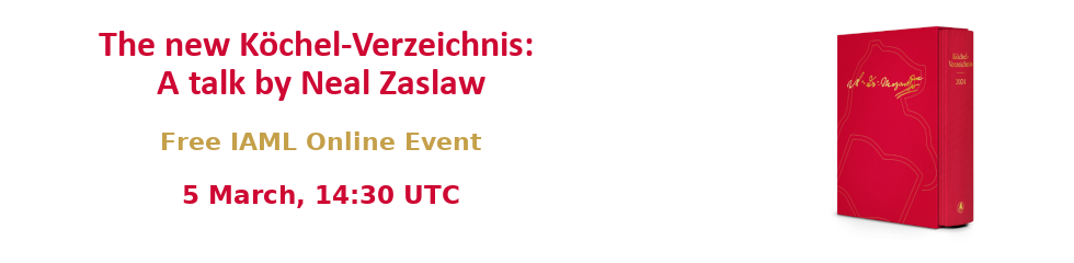 A banner for the online talk about the Köchel-Verzeichnis