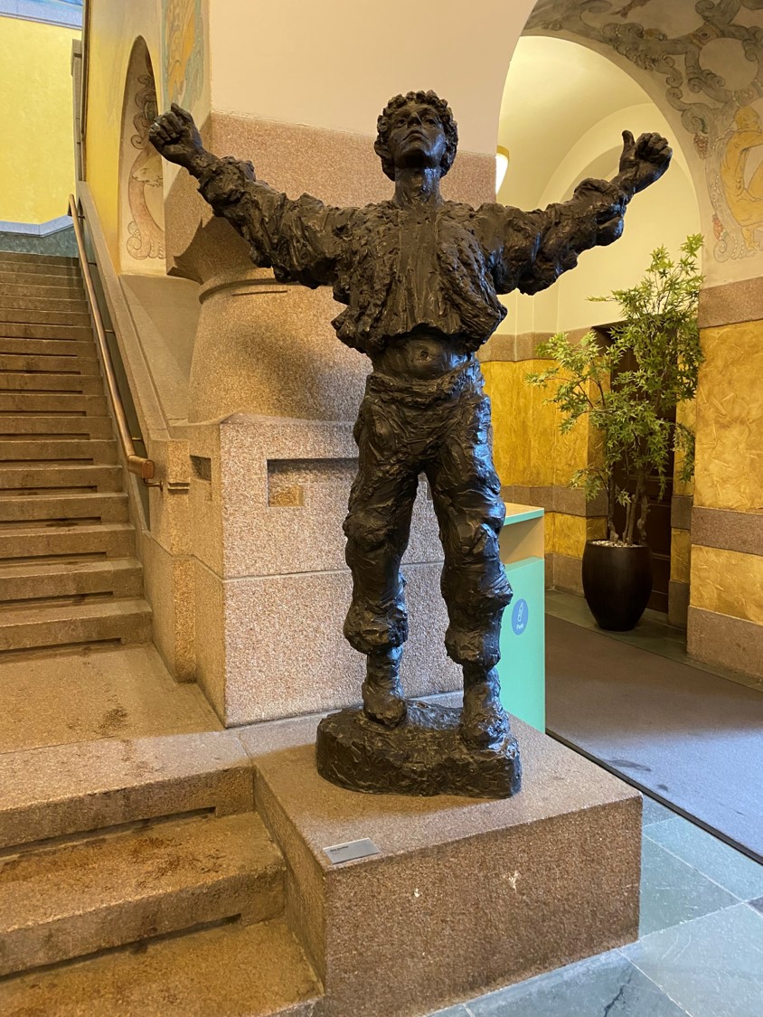 Ibsen’s Peer Gynt greets the visitors at the entrance hall of the National Library of Norway.