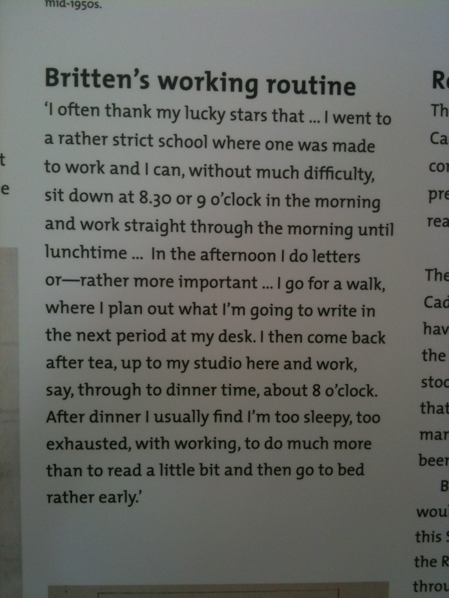 Britten's working routine