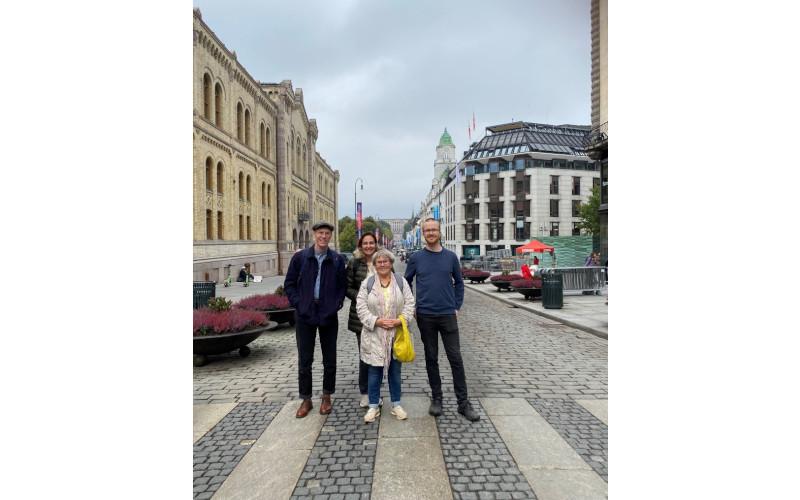 On the famous Karl Johan Avenue. From left to right: Niklas Persson, Güneş Çetinkaya Şerik, Pia Shekhter and Joakim Lilljegren. | Photo courtesy of Pia Shekhter.